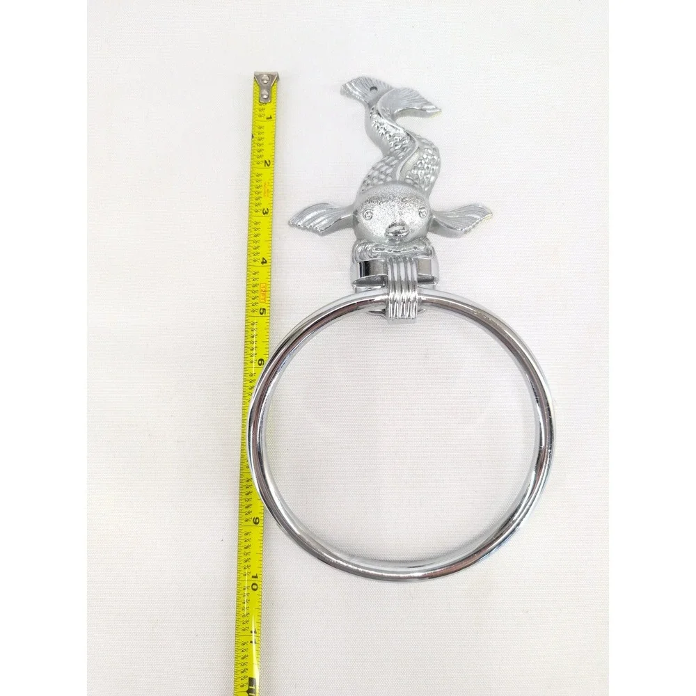Hall-Mack Towel Ring Chrome Silver Vintage MCM Koi Fish Dolphin